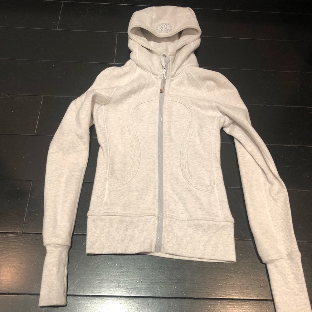 Lululemon heathered white scuba hoodie- Size 2